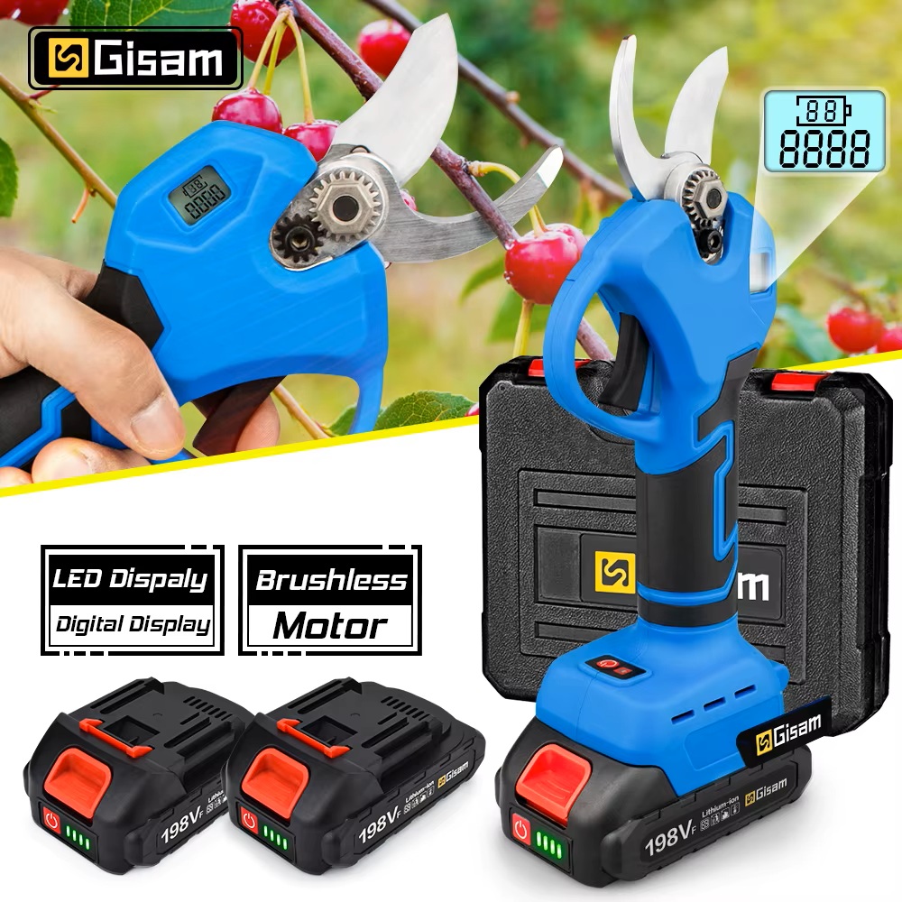 GISAM Sekator elektryczny 30mm, silnik bezszczotkowy, bezprzewodowe nożyce do przycinania drzew owocowych i gałęzi bonsai, kompatybilny z akumulatorem Makita 18V